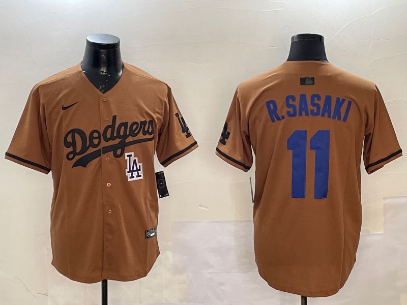 Men Los Angeles Dodgers 11 R.Sasaki Brown Jointly Name Game 2025 Nike MLB Jersey style 1